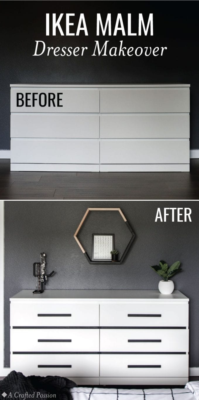 Before & After IKEA Malm Dresser Makeover Hack