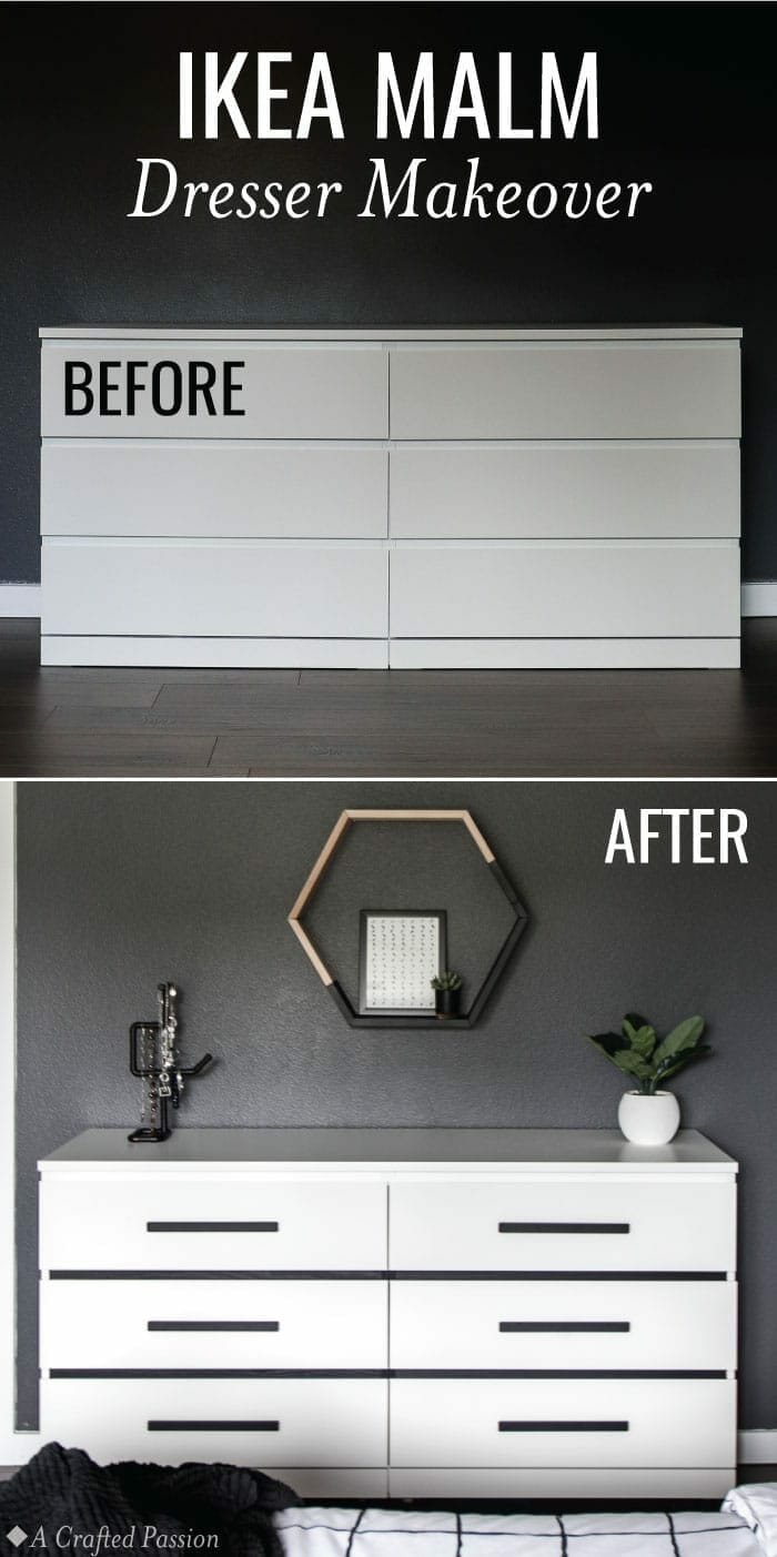Before & After IKEA Malm Dresser Makeover Hack