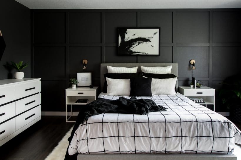 monochrome bedroom