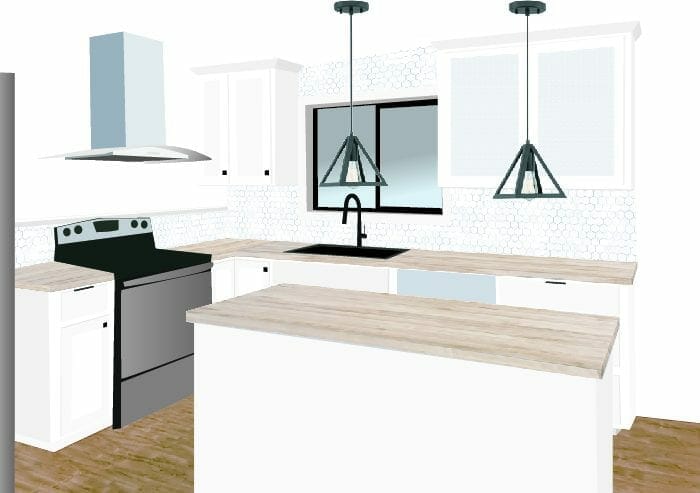 Render of modern white kitchen