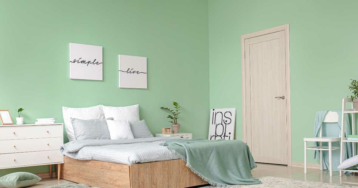 green walls with white accent