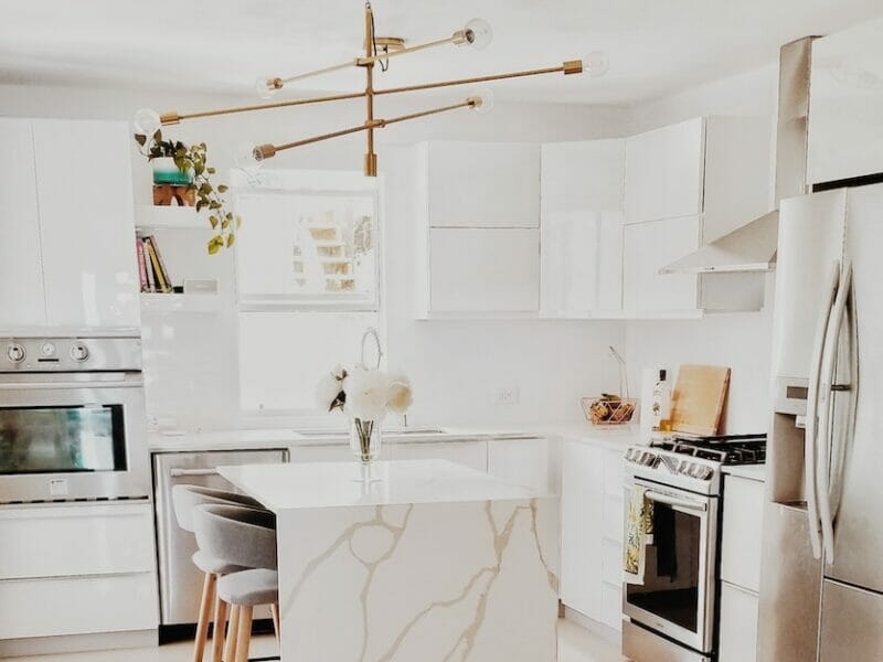 White Marble Style Kitchen Island