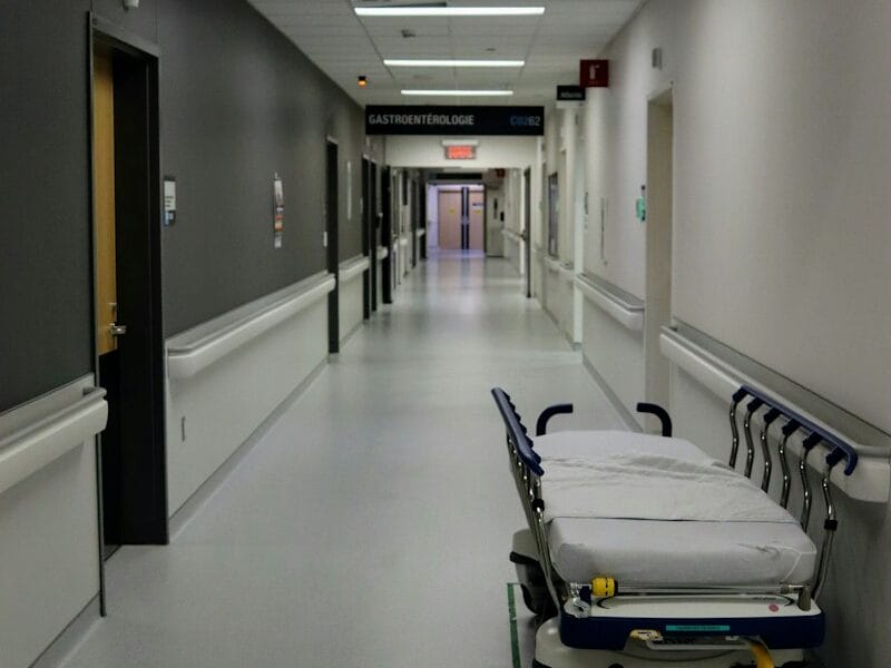 white and black hospital bed