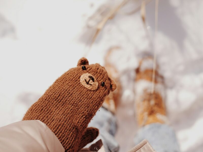 brown knit bear plush toy