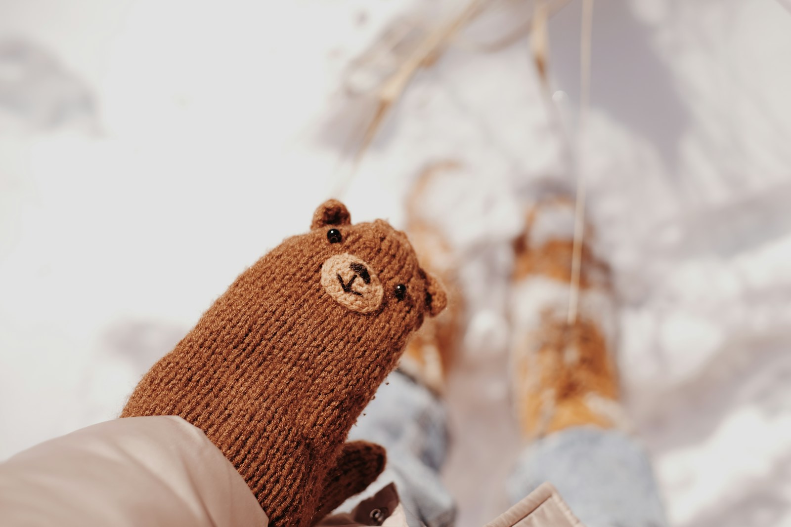 brown knit bear plush toy