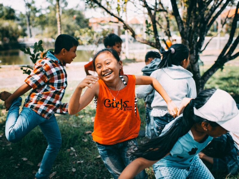 girl running while laughing