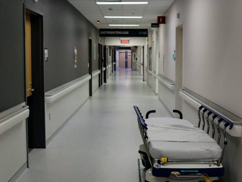 white and black hospital bed