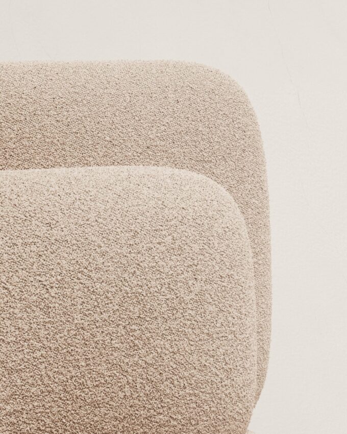 Chair upholstered with boucle fabric