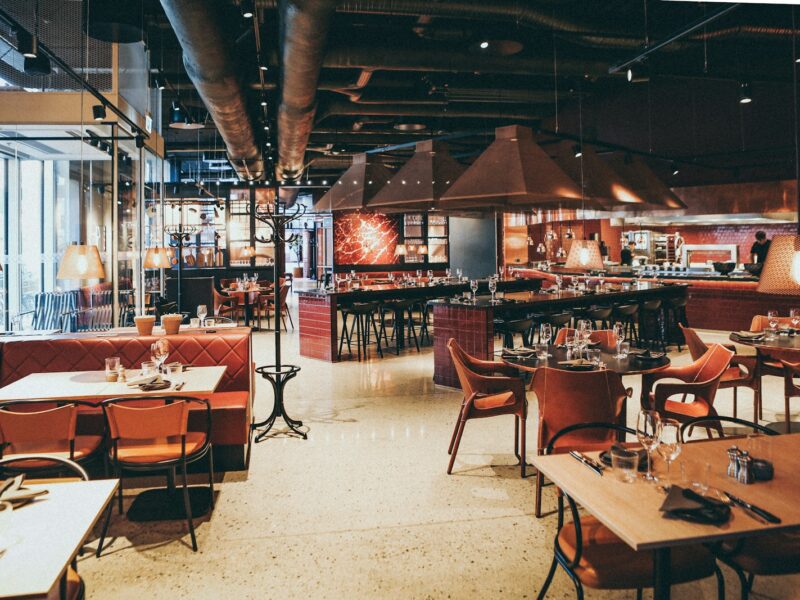 rectangular beige wooden tables and chair