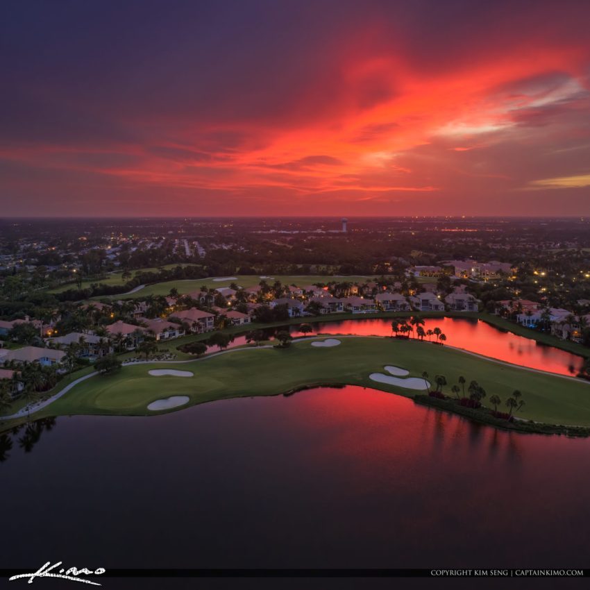 Tonight's sunset over Palm Beach Gardens Florida at Frenchman's Reserve Golf Course