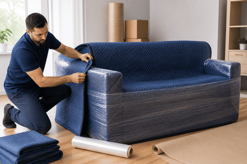 How to prepare furniture for moving with the right wrapping and surface protection